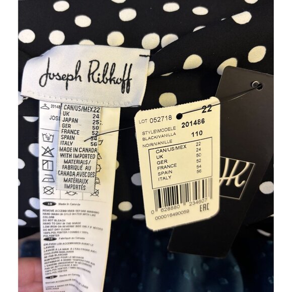 NWT Joseph Ribkoff Black Polka Dot Wide-Leg Pants Size 22 - Picture 4 of 5